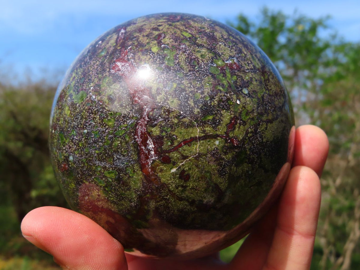 Polished Bastite Dragon Bloodstone Sphere x 1 From Tshipise, South Africa - TopRock