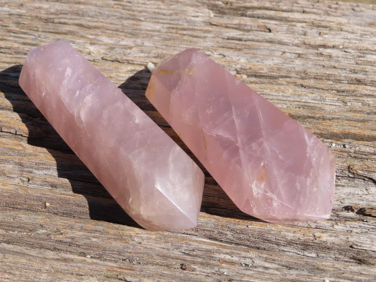 Polished Highly Selected DT Gemmy Rose Quartz Points x 6 From Madagascar - TopRock