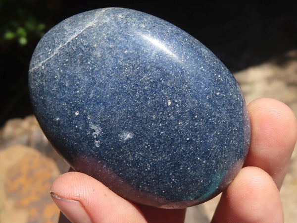 Polished Blue Lazulite Palm Stones  x 12 From Madagascar - TopRock