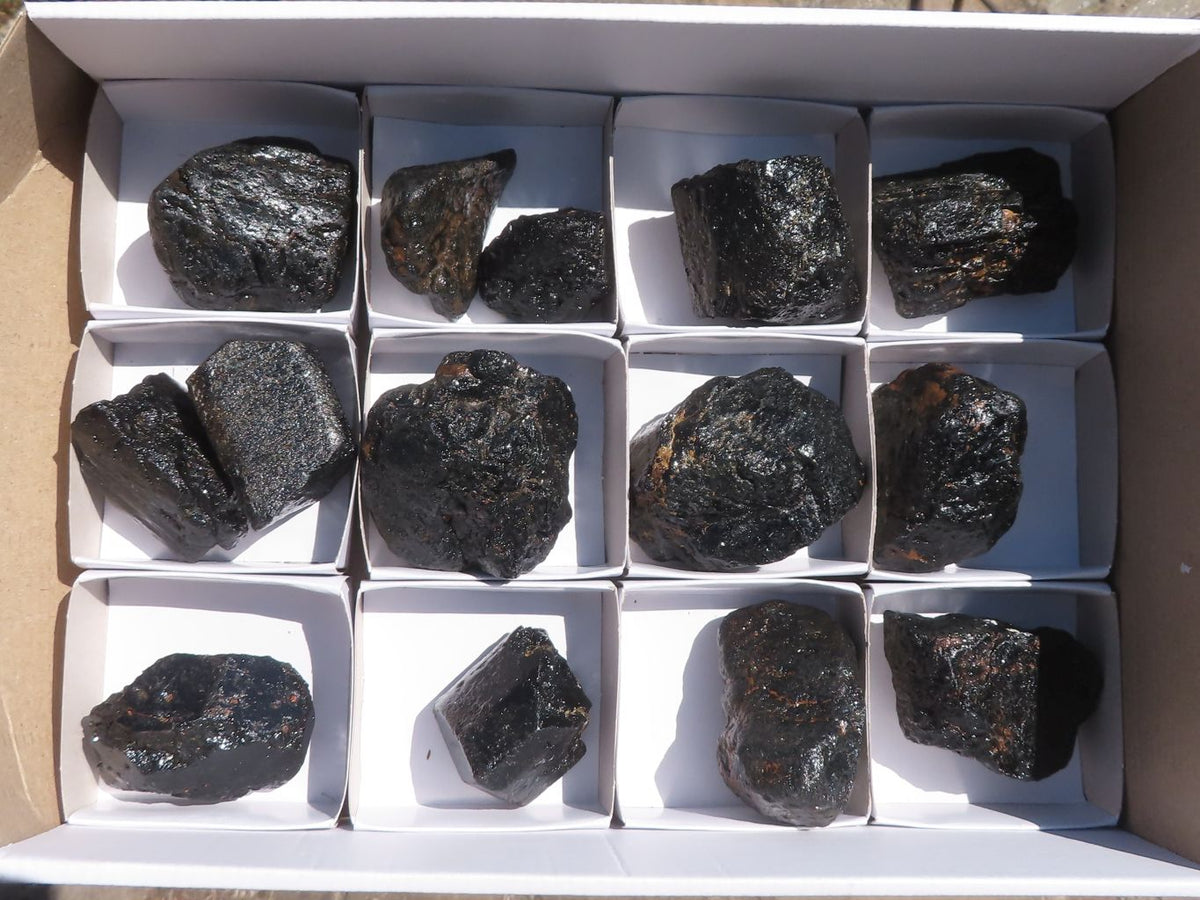 Natural Stone Sealed Alluvial Black Schorl Tourmaline Crystals x 14 From Zimbabwe - TopRock