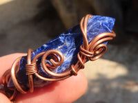 Polished  Copper Wire Wrapped Sodalite Pendants x 6 From Namibia - Toprock Gemstones and Minerals
