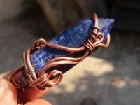 Polished  Copper Wire Wrapped Sodalite Pendants x 6 From Namibia - Toprock Gemstones and Minerals