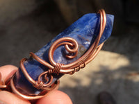 Polished  Copper Wire Wrapped Sodalite Pendants x 6 From Namibia - Toprock Gemstones and Minerals