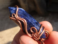 Polished  Copper Wire Wrapped Sodalite Pendants x 6 From Namibia - Toprock Gemstones and Minerals