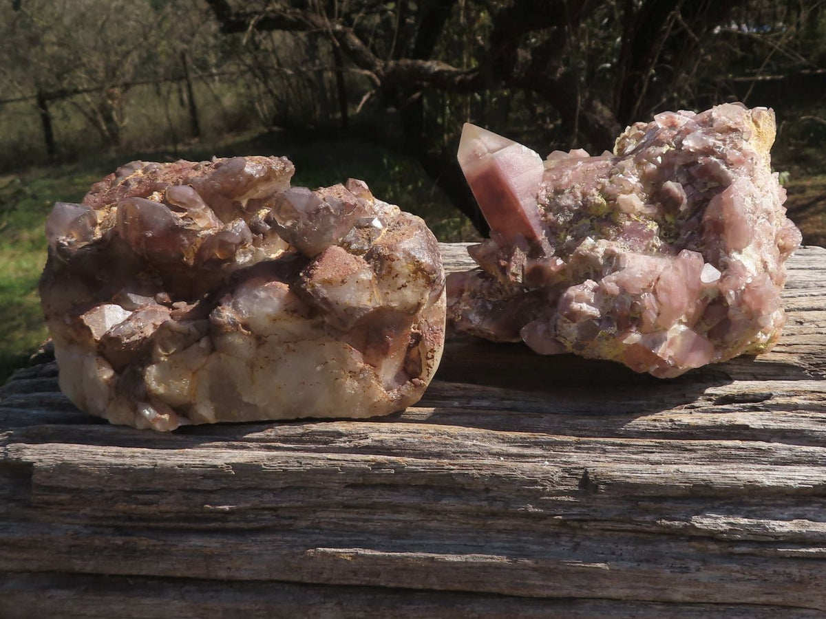 Natural Red Hematoid Phantom Quartz Clusters x 2 From Karoi, Zimbabwe - TopRock