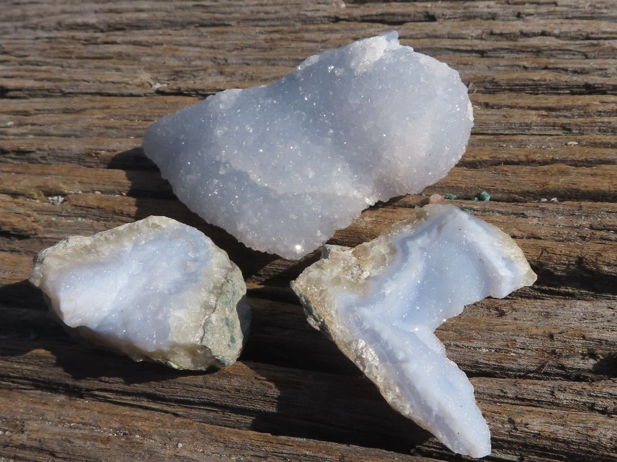 Natural Blue Lace Agate Geode Specimens x 24 From Nsanje, Malawi - TopRock