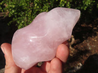 Polished Rose Quartz Flame Sculptures x 4 From Madagascar - Toprock Gemstones and Minerals