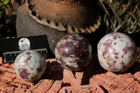 Polished Pink Tourmaline Rubellite Spheres x 3 From Ambatondrazaka, Madagascar - TopRock