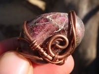 Polished Copper Wire Wrapped Pink Rubellite Pendants x 6 From Madagascar - Toprock Gemstones and Minerals