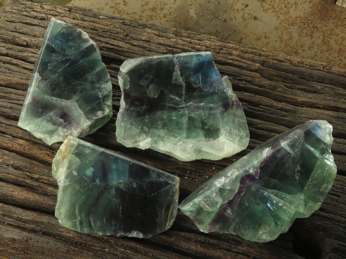 Polished Beautiful Watermelon Fluorite Pieces x 4 From Uis, Namibia - TopRock