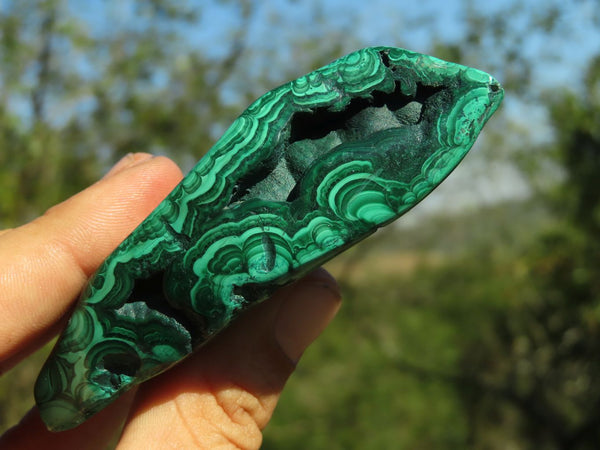 Polished Malachite Free Forms With Flower Patterns x 6 From Congo - TopRock
