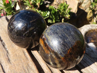 Polished Rare Iolite Spheres x 2 From Ambatofinandrahana, Madagascar - Toprock Gemstones and Minerals