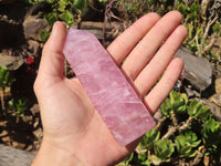 Polished Pink Rose Quartz Points & Standing Free Form x 3 From Antsirabe, Madagascar - Toprock Gemstones and Minerals