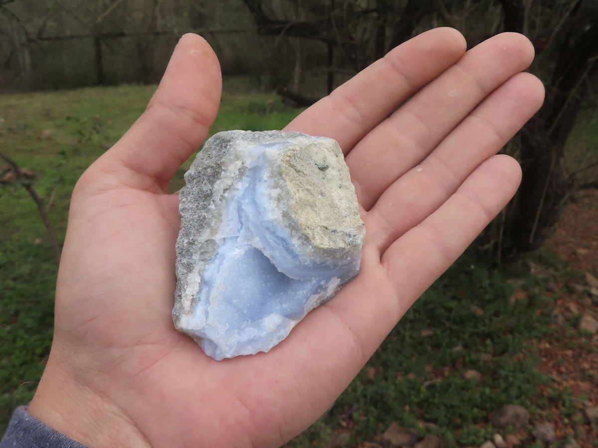 Natural Small Blue Lace Agate Geode Specimens x 24 From Nsanje, Malawi - TopRock