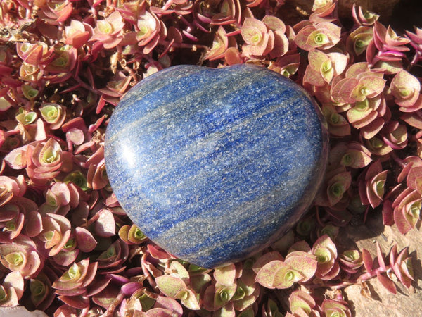 Polished Medium Sized Rich Blue Lazulite Hearts x 6 From Ambatfinhandrana, Madagascar - TopRock