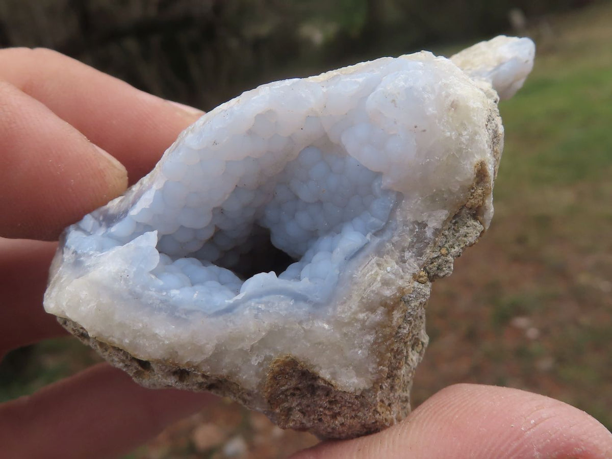 Natural Small Blue Lace Agate Geode Specimens x 24 From Nsanje, Malawi - TopRock