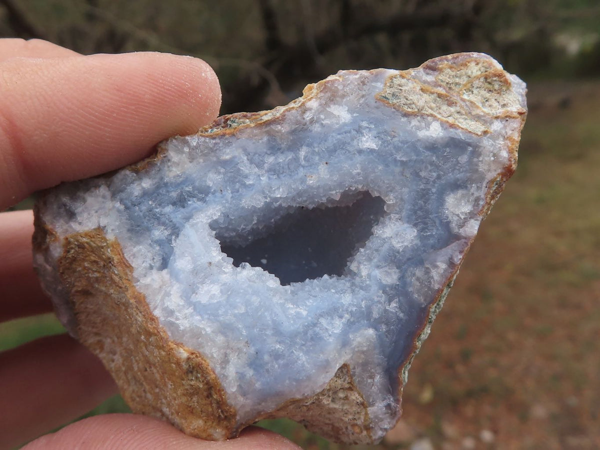 Natural Small Blue Lace Agate Geode Specimens x 24 From Nsanje, Malawi - TopRock