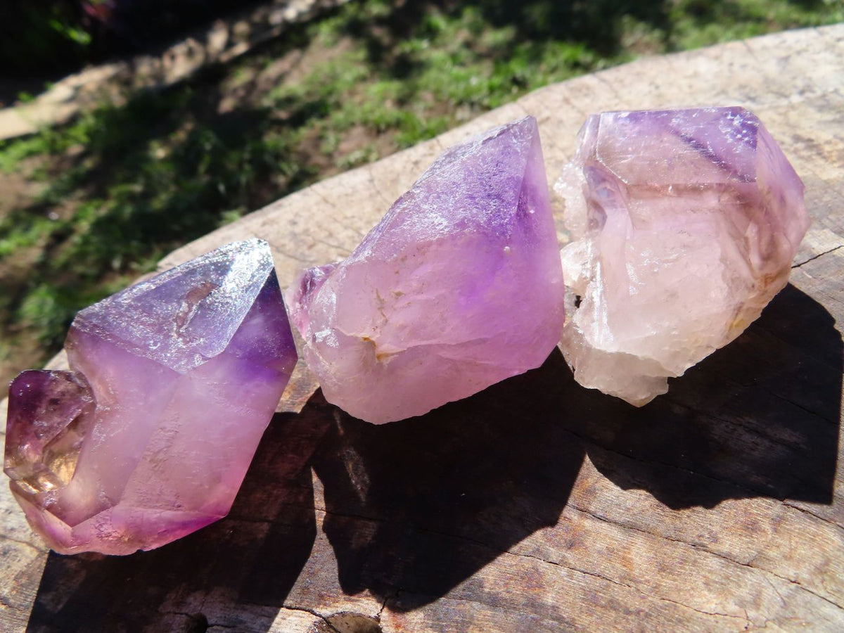 Natural Amethyst Window Quartz Crystals x 12 From Ambatondrazaka, Madagascar - TopRock