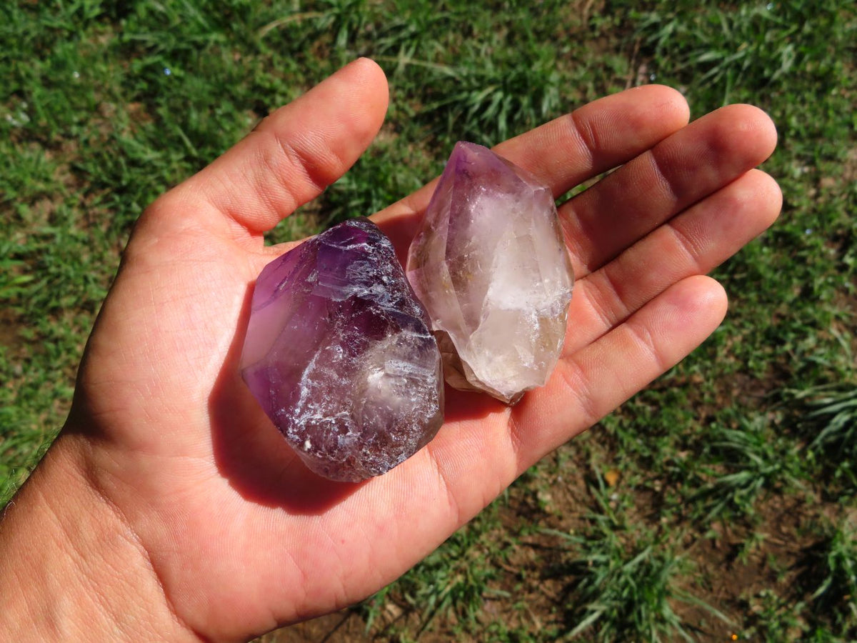 Natural Amethyst Window Quartz Crystals x 12 From Ambatondrazaka, Madagascar - TopRock