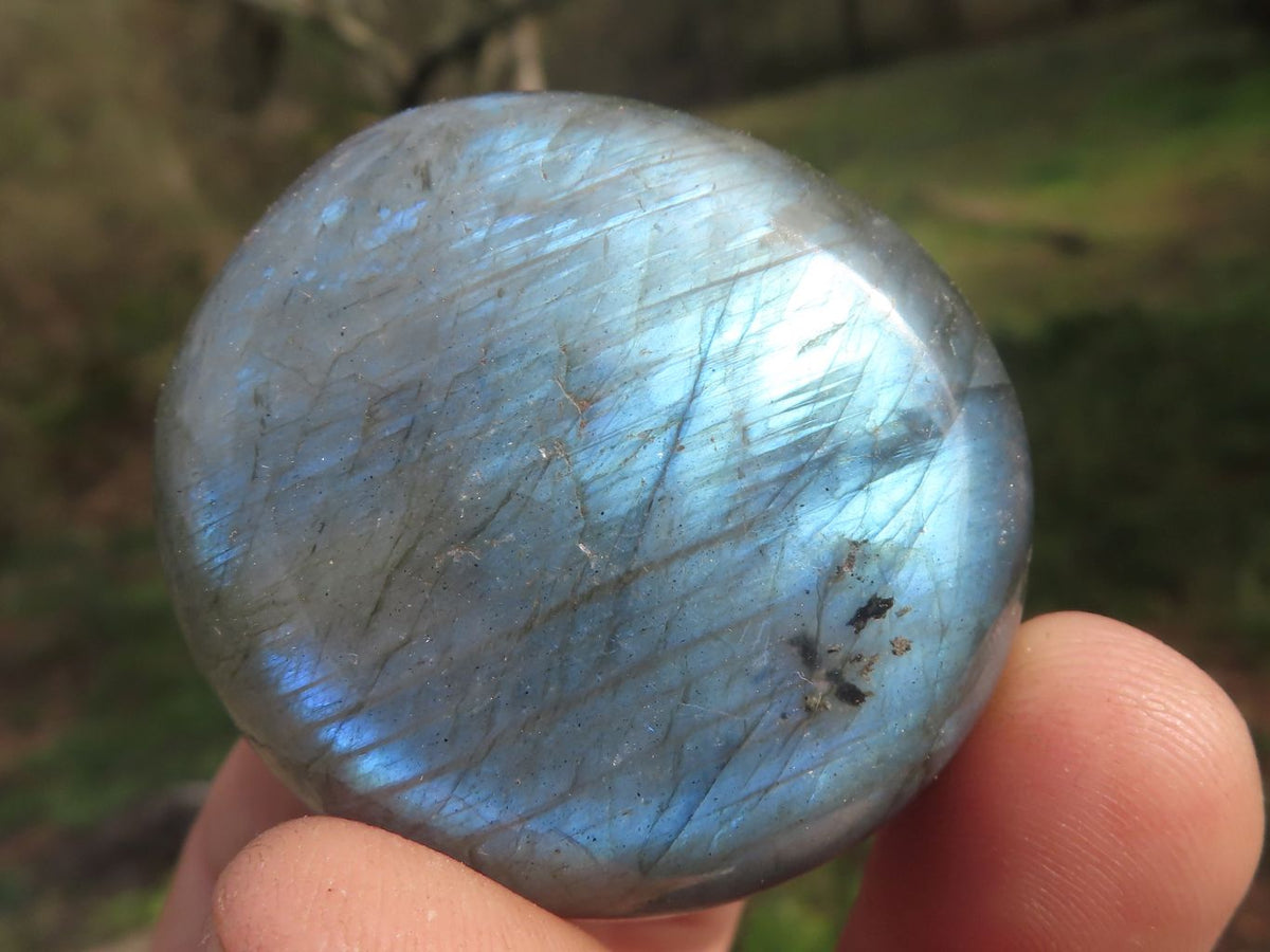 Polished Flashy Blue & Gold Labradorite Palm Stones x 20 From Tulear, Madagascar - TopRock
