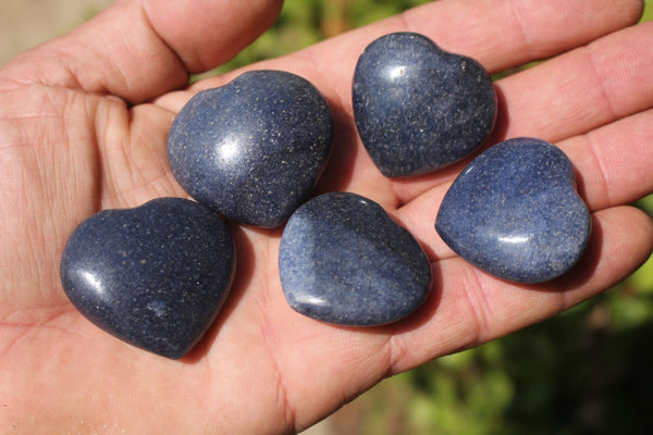 Polished Selected Lovely Rich Blue Lazulite Hearts  x 35 From Madagascar - TopRock