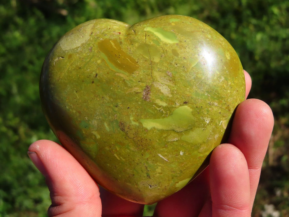 Polished Rich Darker Green Opal Hearts x 6 From Madagascar - TopRock