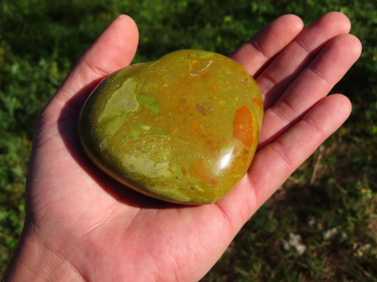 Polished Rich Darker Green Opal Hearts x 6 From Madagascar - TopRock