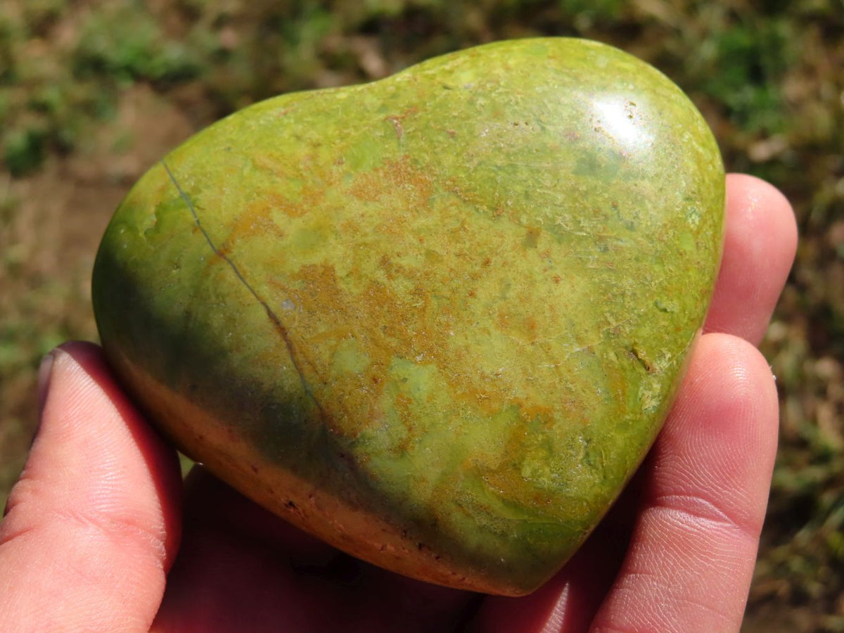 Polished Rich Darker Green Opal Hearts x 6 From Madagascar - TopRock