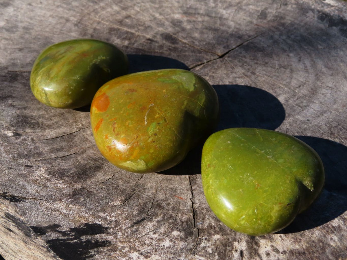 Polished Rich Darker Green Opal Hearts x 6 From Madagascar - TopRock