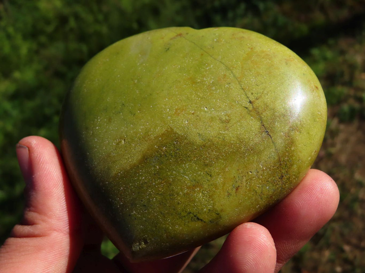 Polished Rich Darker Green Opal Hearts x 6 From Madagascar - TopRock