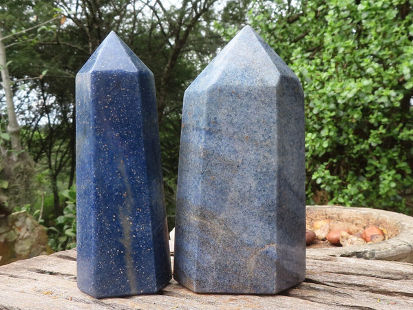 Polished Blue Lazulite Points  x 2 From Madagascar - TopRock