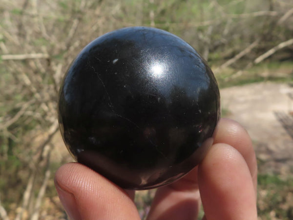 Polished Pitch Black Basalt Spheres  x 5 From Madagascar - TopRock