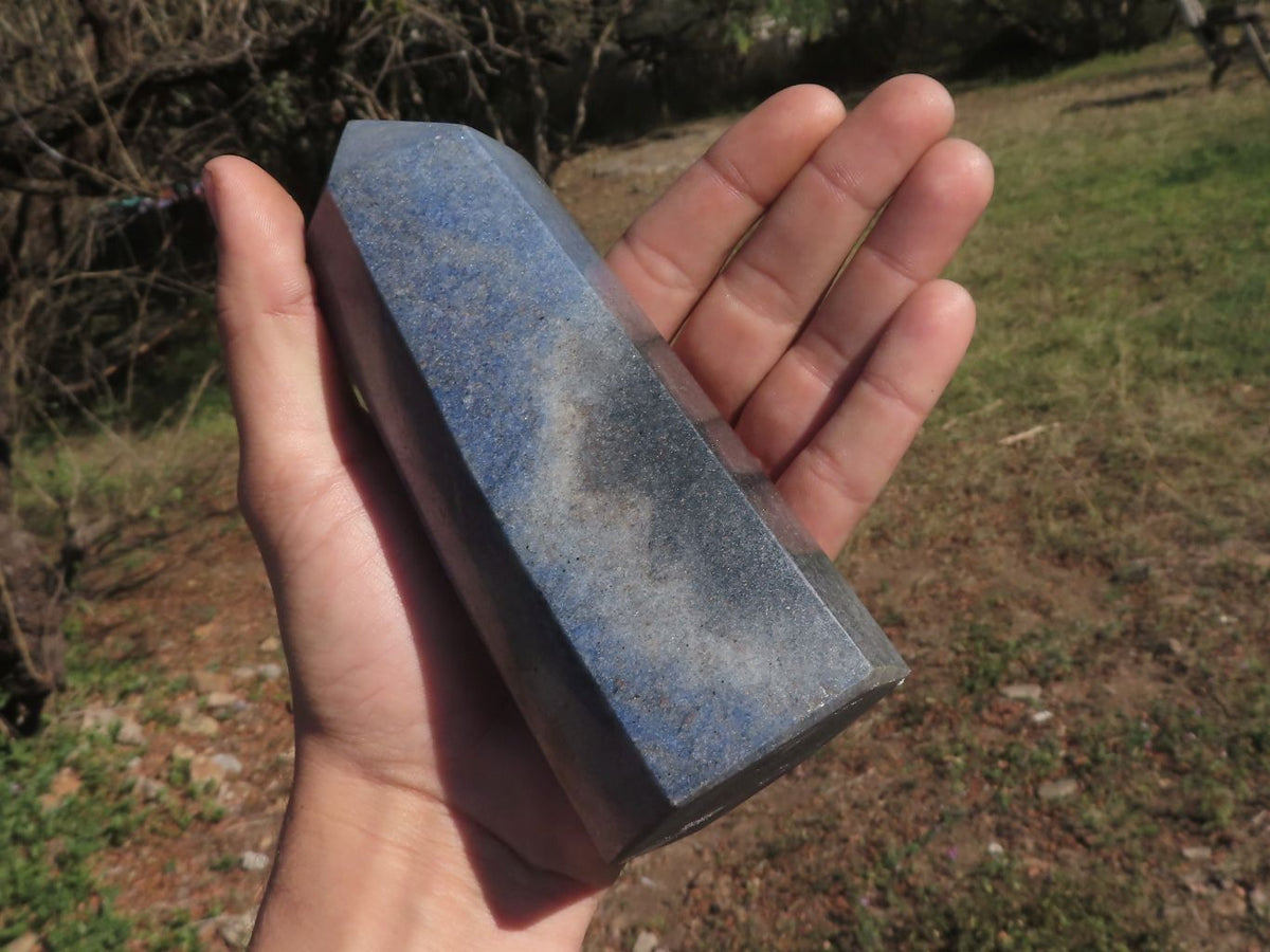 Polished Blue Lazulite Points x 2 From Madagascar - TopRock
