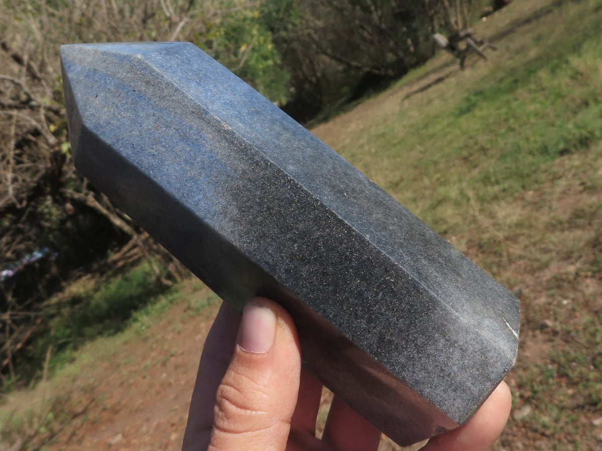 Polished Blue Lazulite Points x 2 From Madagascar - TopRock