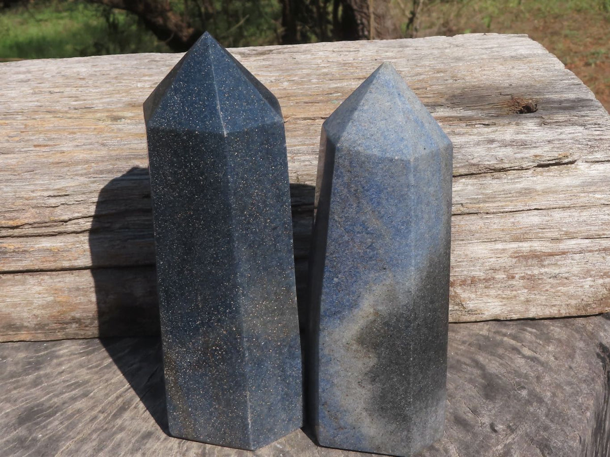 Polished Blue Lazulite Points x 2 From Madagascar - TopRock