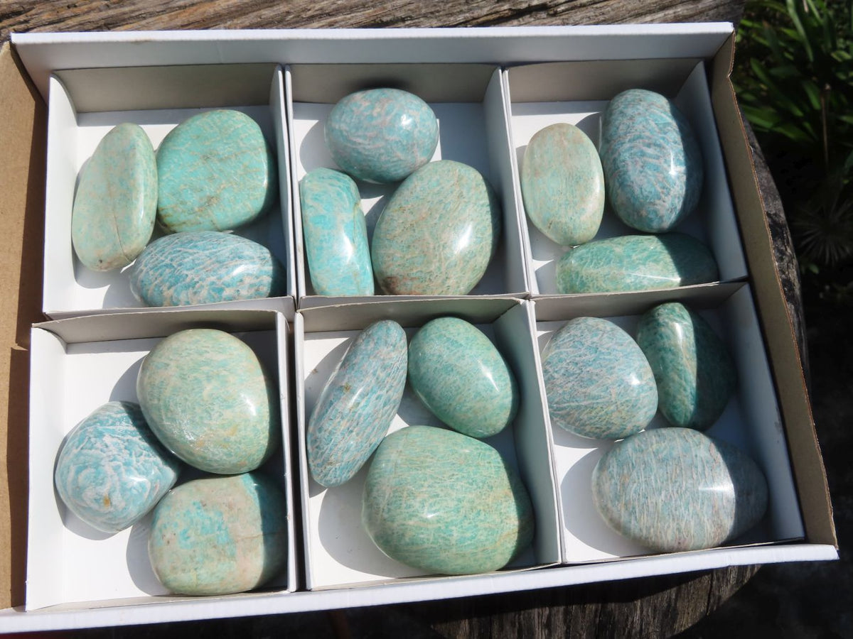 Polished Blue Kobi Amazonite Gallets x 18 From Zimbabwe - TopRock