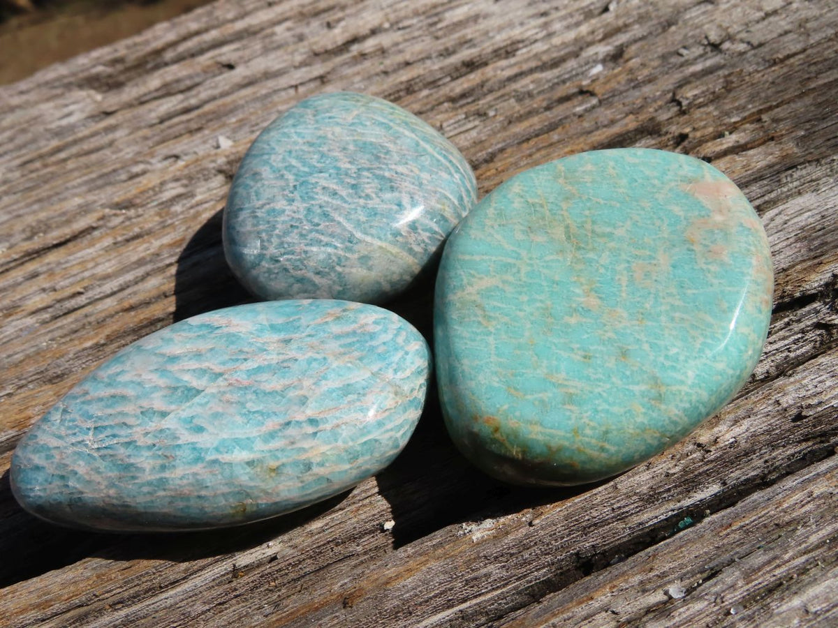 Polished Blue Kobi Amazonite Gallets x 18 From Zimbabwe - TopRock