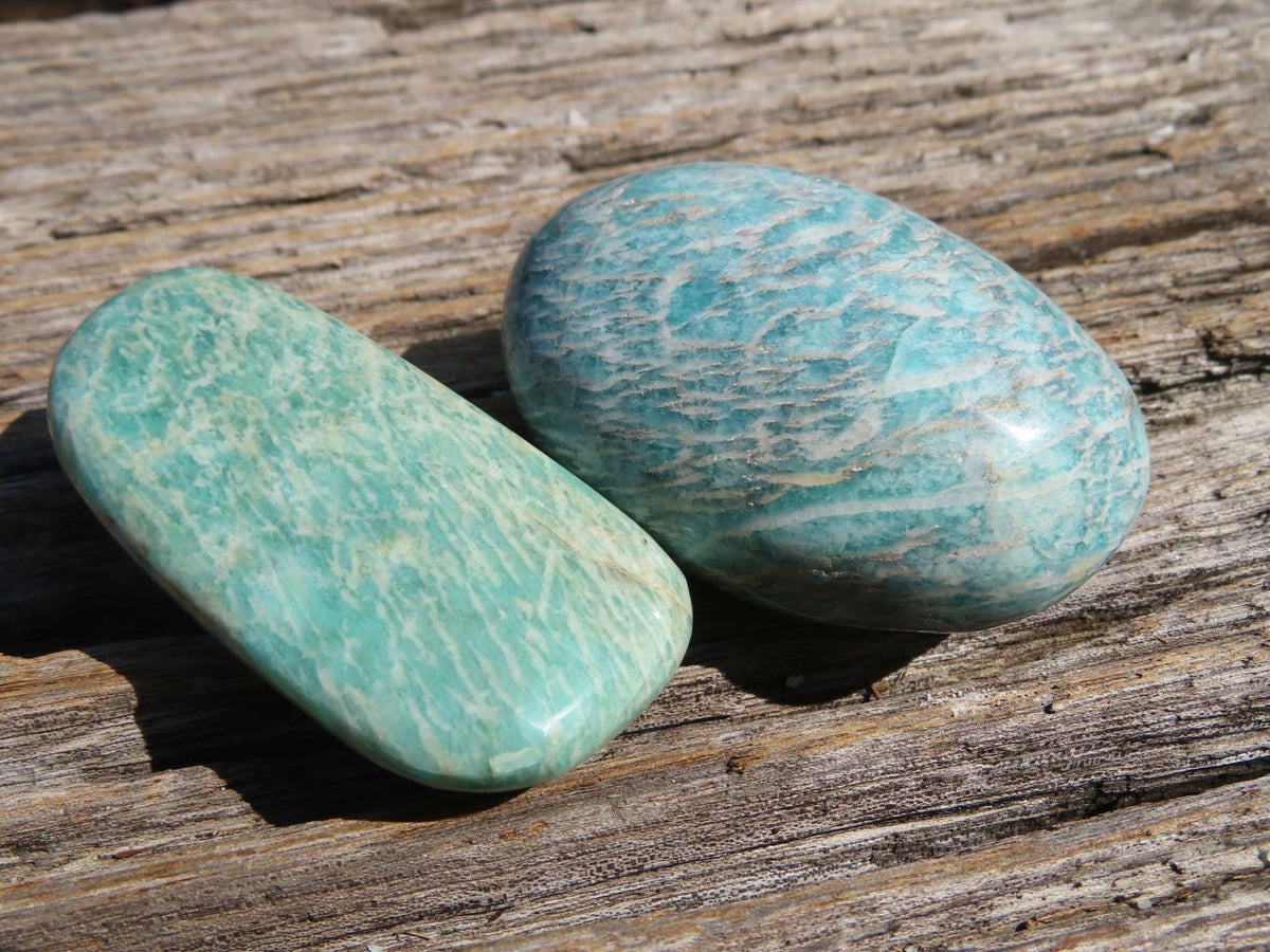 Polished Blue Kobi Amazonite Gallets x 18 From Zimbabwe - TopRock