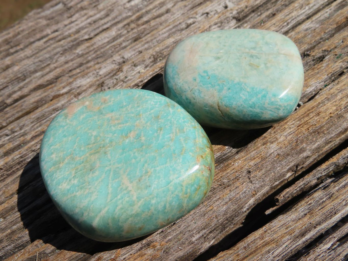 Polished Blue Kobi Amazonite Gallets x 18 From Zimbabwe - TopRock