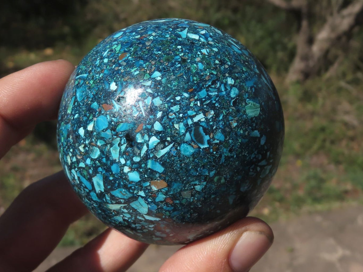 Polished Conglomerate Chrysocolla Spheres With Azurite & Malachite x 2 From Congo - TopRock