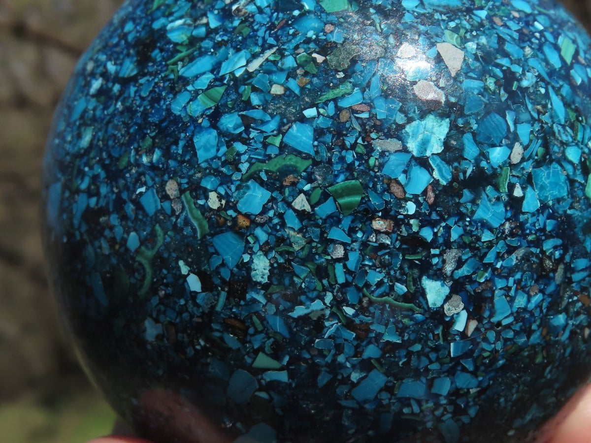 Polished Conglomerate Chrysocolla Spheres With Azurite & Malachite x 2 From Congo - TopRock