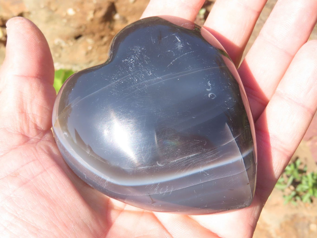 Polished Agate Hearts x 6 From Madagascar - TopRock