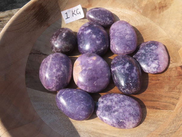 Polished Highly Selected Lepidolite (Lithium Mica) Gallets or Palm Stones - sold per Kg - From Madagascar - TopRock