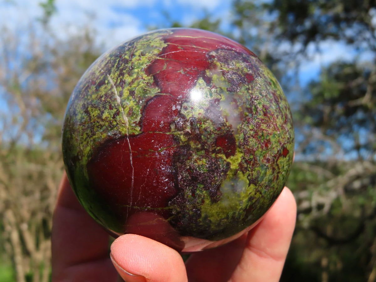 Polished Bastite Dragon Bloodstone Spheres x 2 From Tshipise, South Africa - TopRock