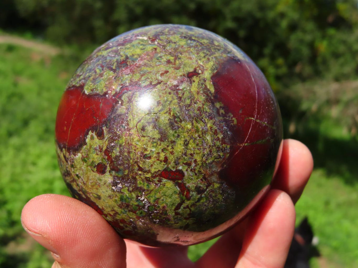 Polished Bastite Dragon Bloodstone Spheres x 2 From Tshipise, South Africa - TopRock