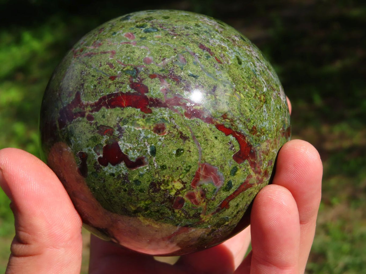 Polished Bastite Dragon Bloodstone Spheres x 2 From Tshipise, South Africa - TopRock