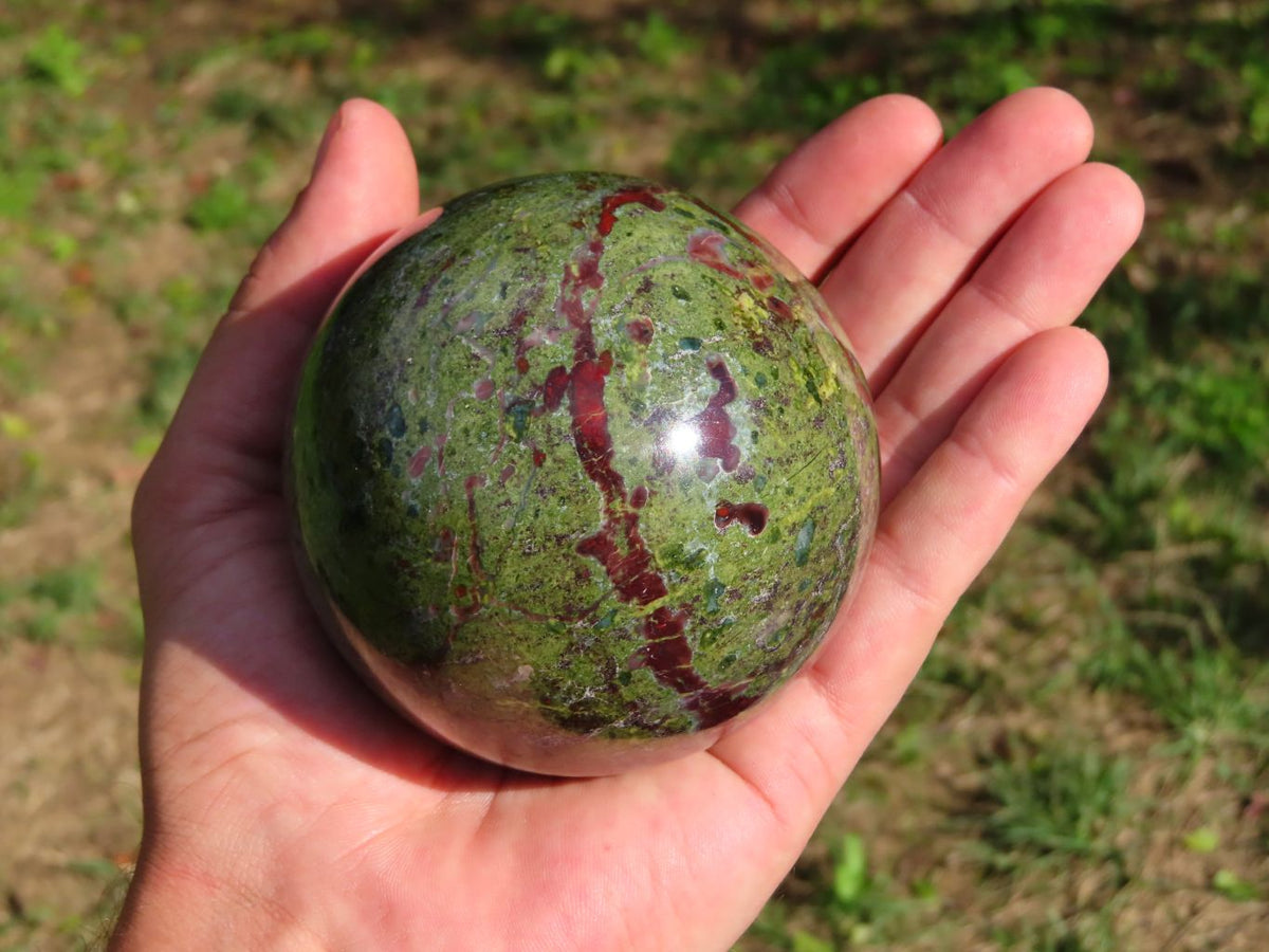 Polished Bastite Dragon Bloodstone Spheres x 2 From Tshipise, South Africa - TopRock