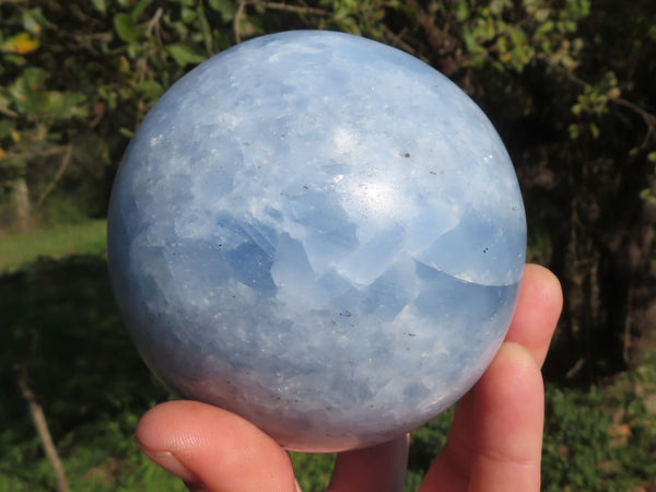 Polished Large Baby Blue Calcite Spheres x 2 From Ihadilalana, Madagascar - TopRock