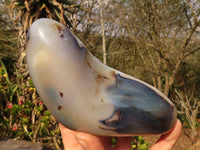 Polished Groovy Agate Standing Free Forms x 2 From Madagascar - Toprock Gemstones and Minerals