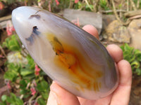 Polished Groovy Agate Standing Free Forms x 2 From Madagascar - Toprock Gemstones and Minerals